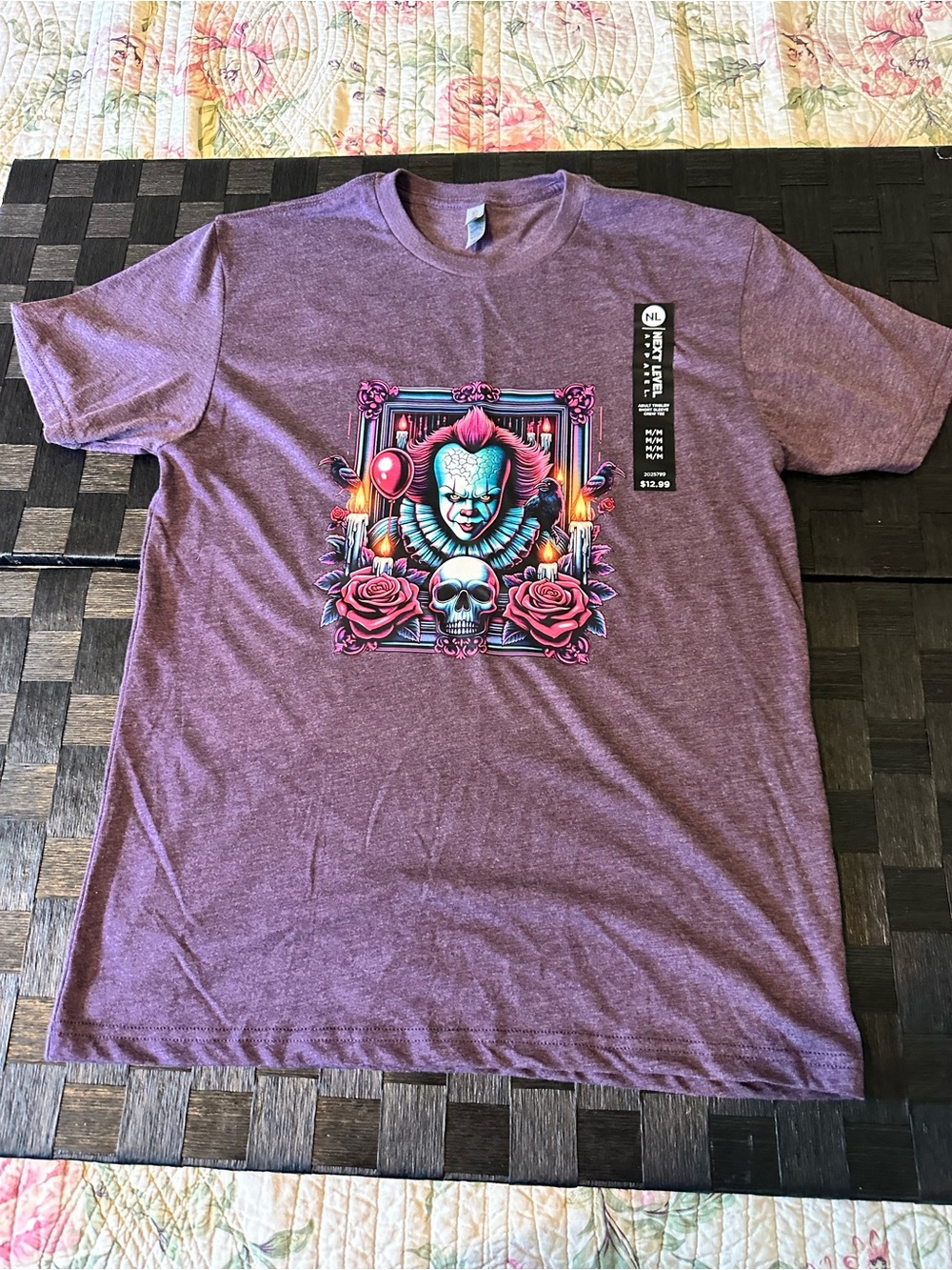 Custom Made Woman Graphic Horror Pennywise T-Shirt - Purple